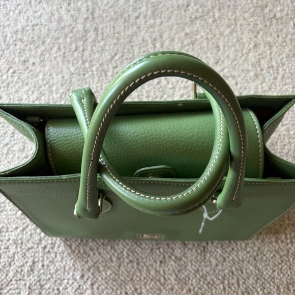 Dooney & Bourke Pebble Leather Satchel Tote in Sage Green โ Classic Preppy - Picture 3 of 14